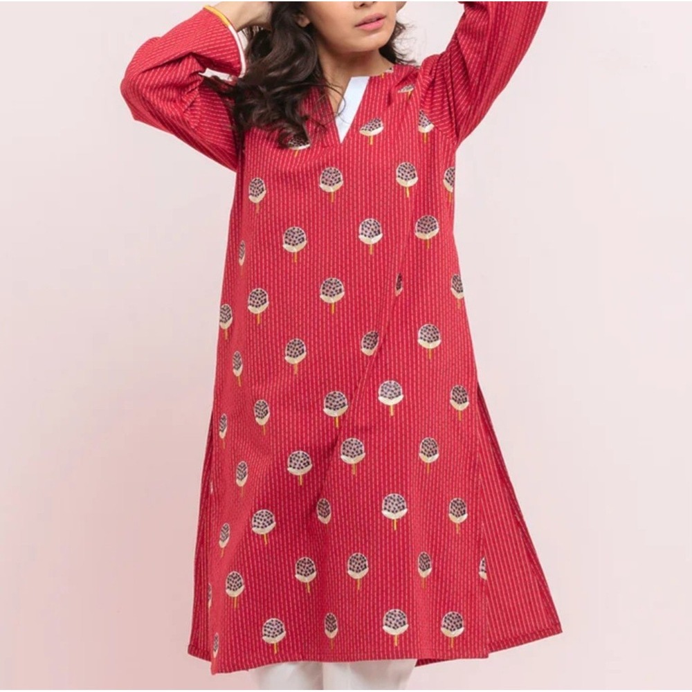 Beechtree Shirt Dress  Embroidered Dandelion Floral Red Long Sleeves Sz. 10. D95